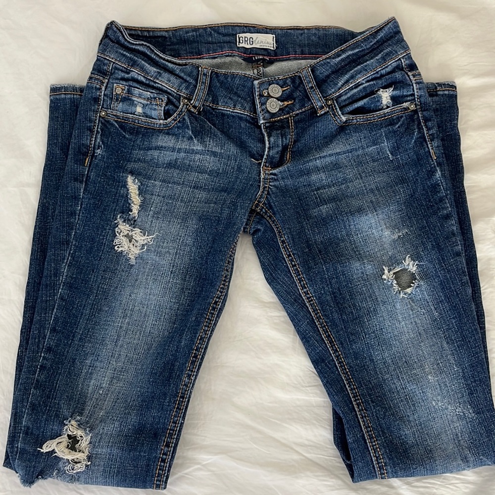 Low Rise Garage Ripped Skinny Jeans